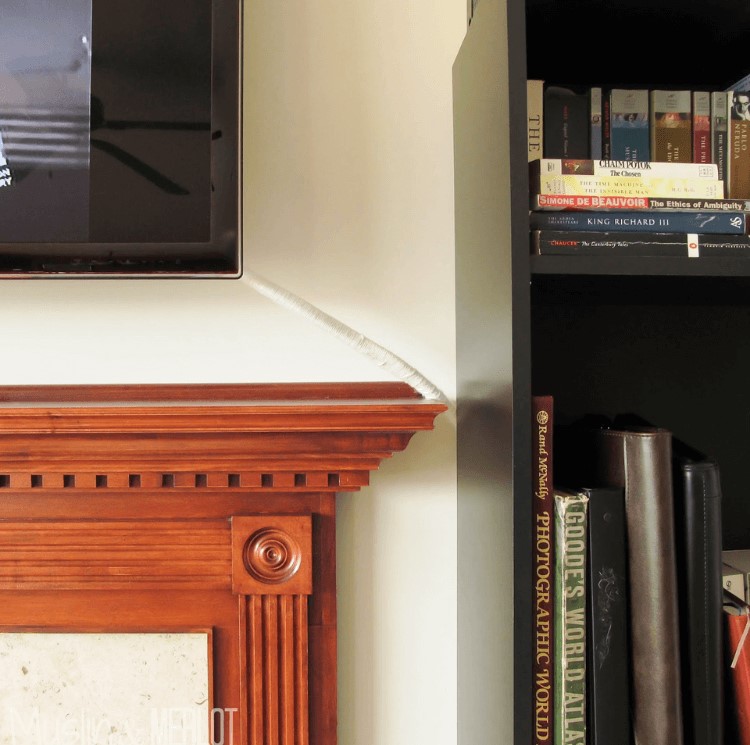 tv power cord and other entertainment center cords wrapped with yarn