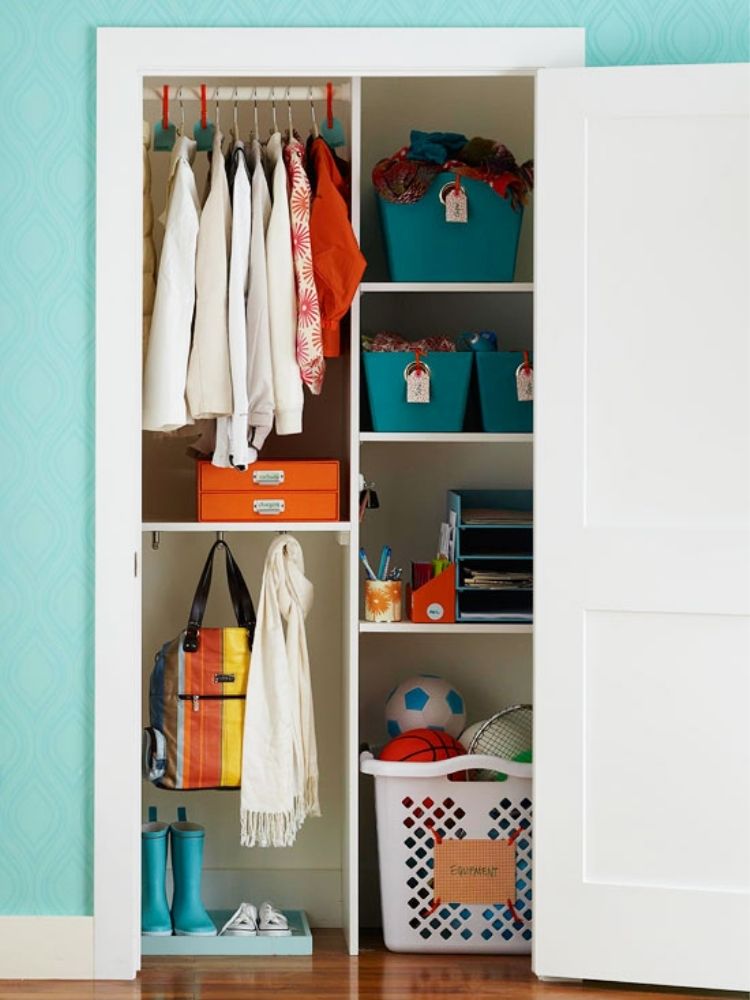 Create zones for different items in your closet