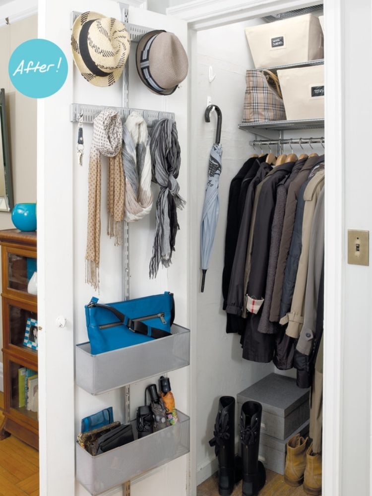 Coat Closet Organization Ideas - Add command hooks for umbrellas 