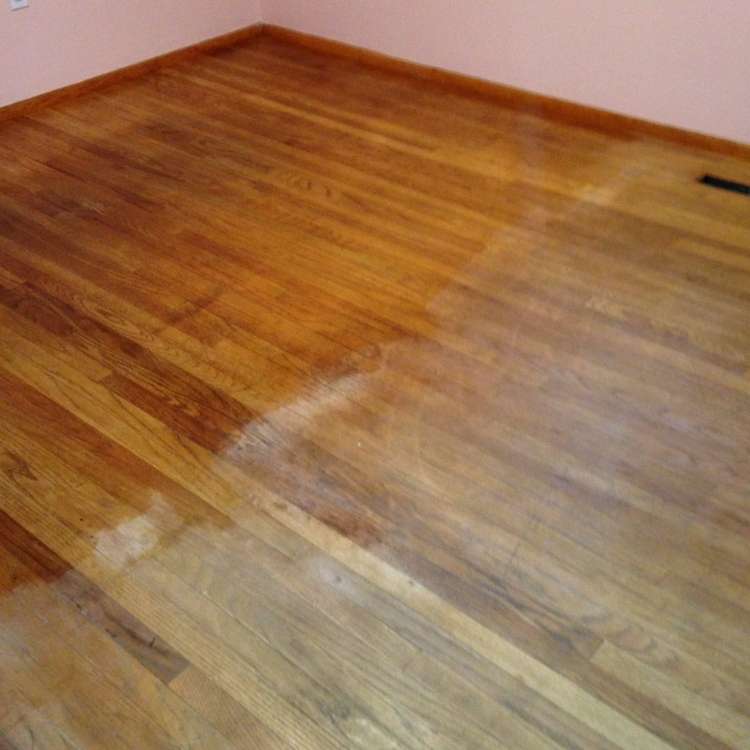 clean floor and dirty hardwood floor