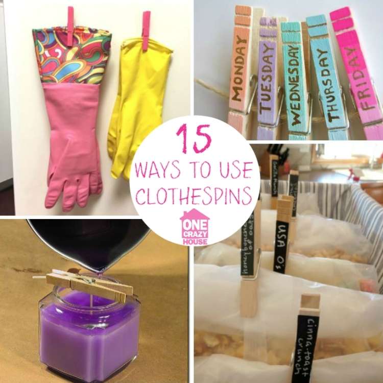 gloves, clothespins