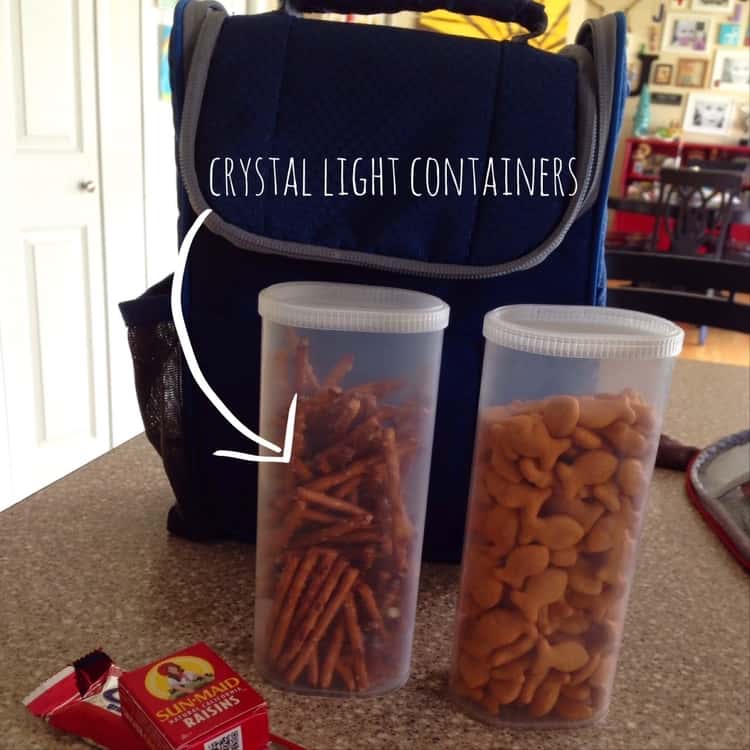 Reuse crystal light containers to store snacks - 19 Food Storage Tips to Make Your Groceries Last Longer - One Crazy House