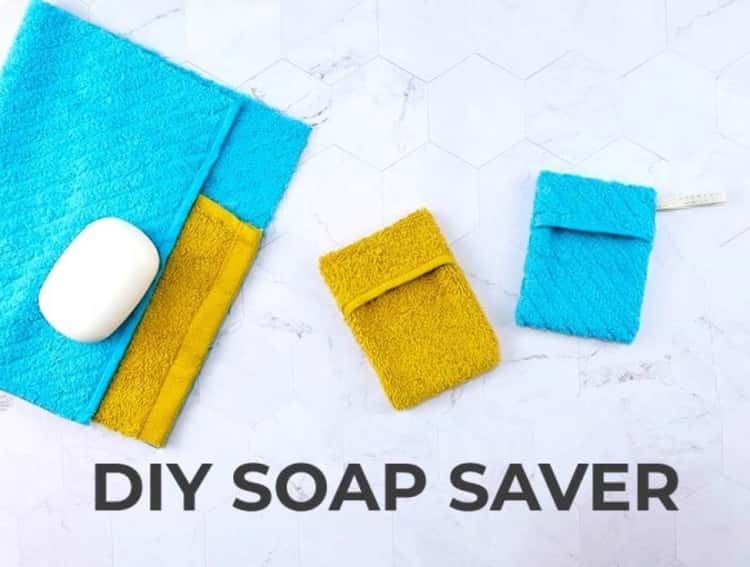 DIY soap pouch/soap saver made from wash cloth for travel