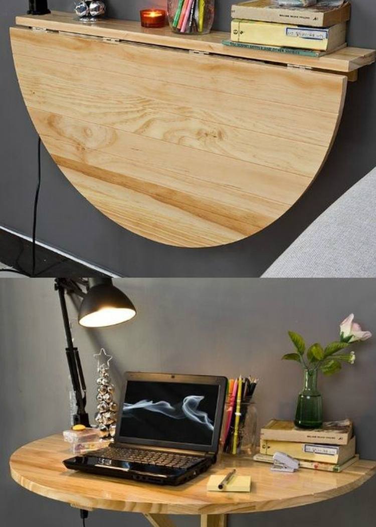 This drop leaf table makes the perfect fold up desk for small spaces. What a cool idea for a studio. 