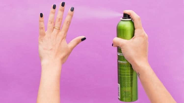 Hairspray hack for nail polish to dry faster