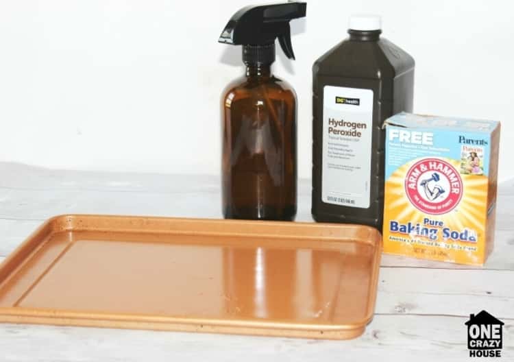 Hydrogen peroxide, baking soda for aluminum bakeware