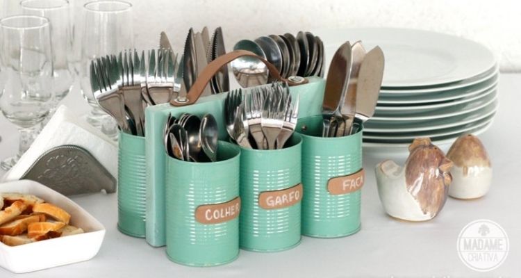 tin can utensil caddy