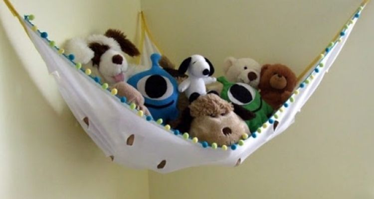 store stuffed animals in a net