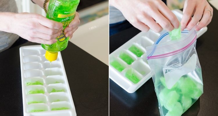 aloe gel in ice cube trays for sunburn