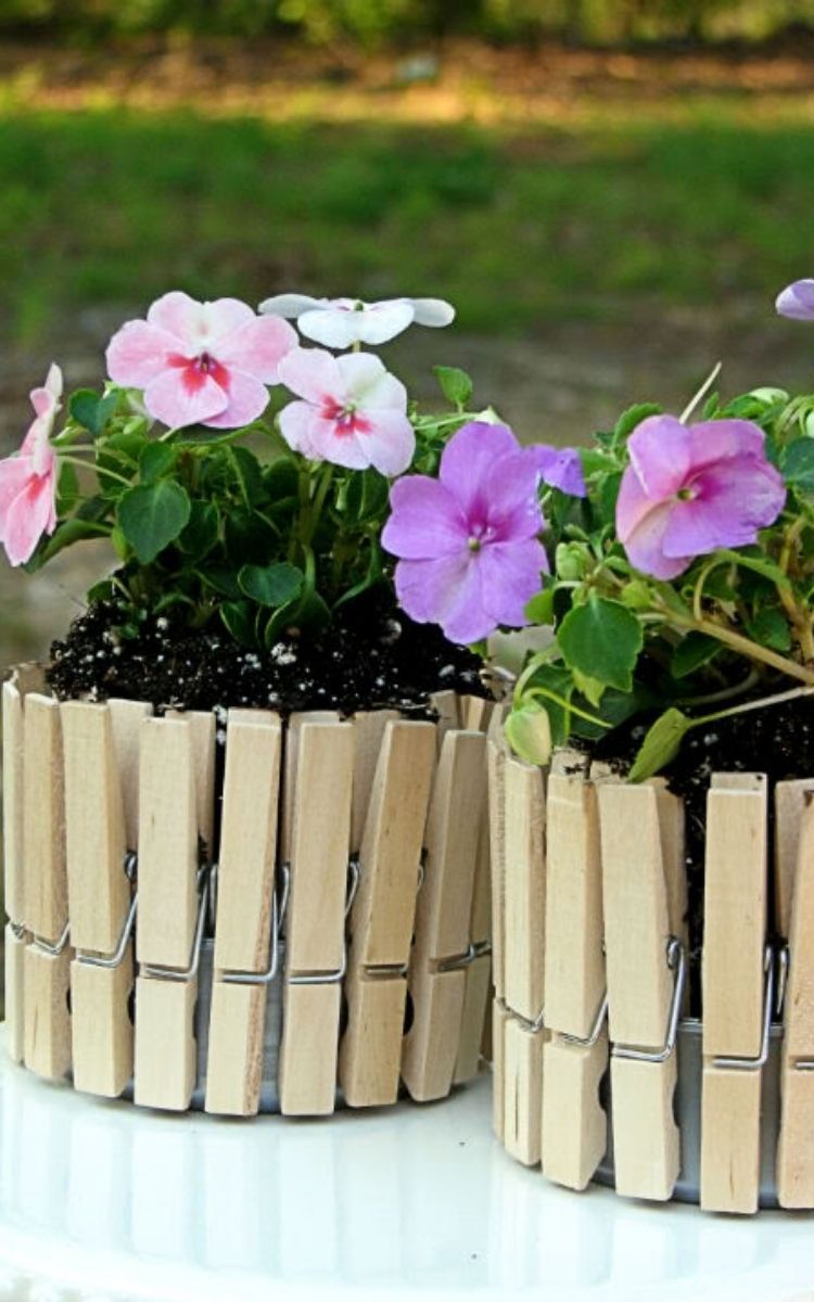 Clothespin flower pot