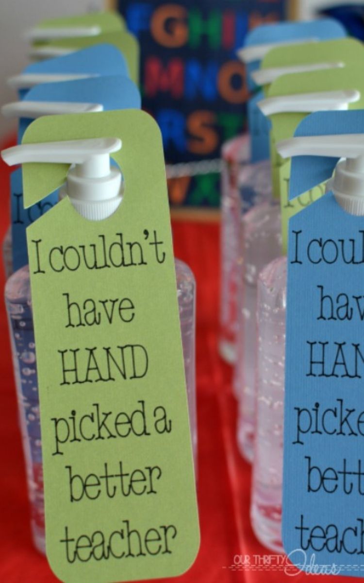 hand sanitizer with teacher gift tag