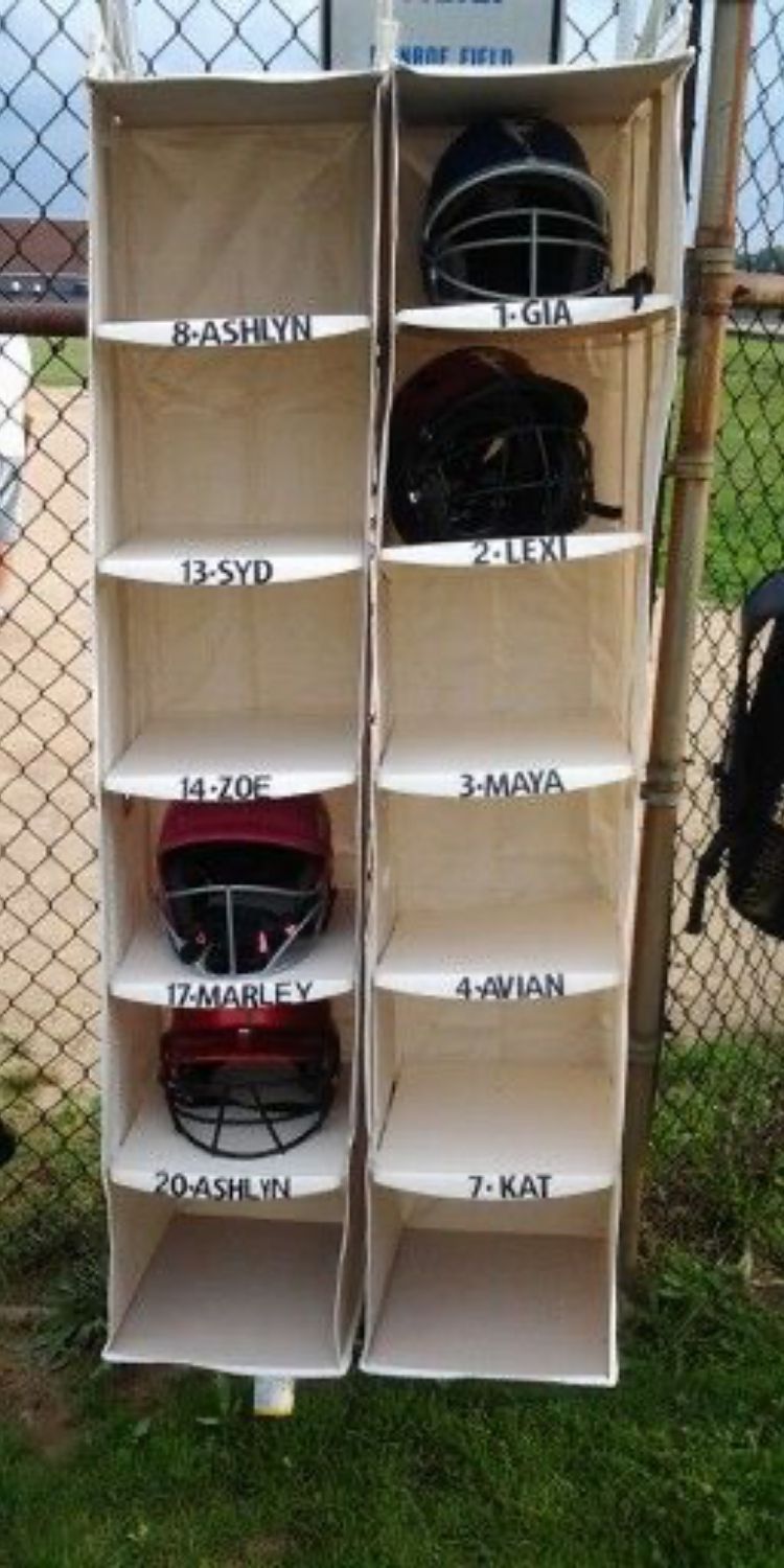 Dug out storage for helmets