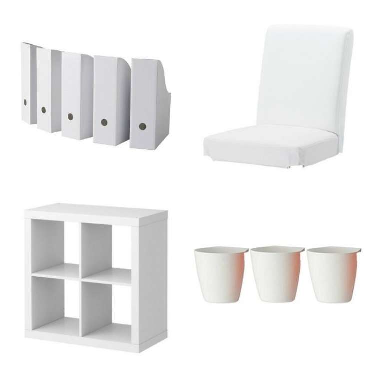 Most Ikea hackable items - Magazine file, seat cover, bookcase, and containers
