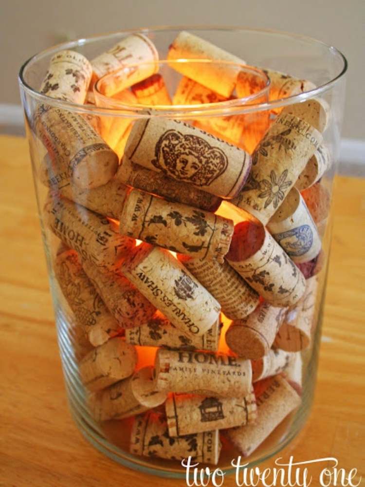 Picture of wine corks filling vase