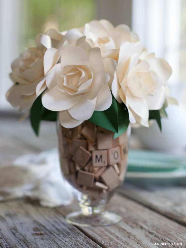 Picture of vase filled with Scrabble tiles