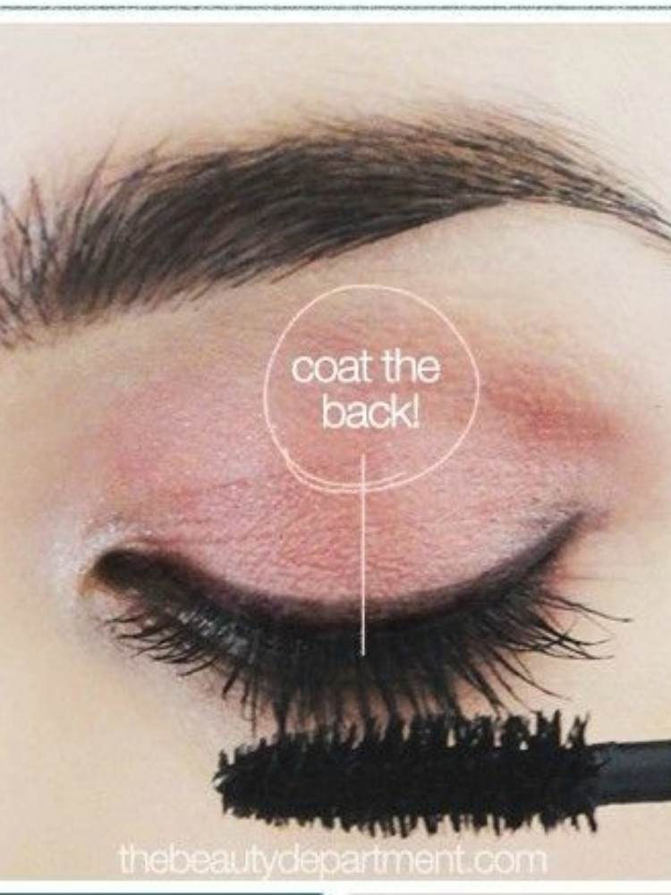 Picture of woman applying mascara to back of lashes