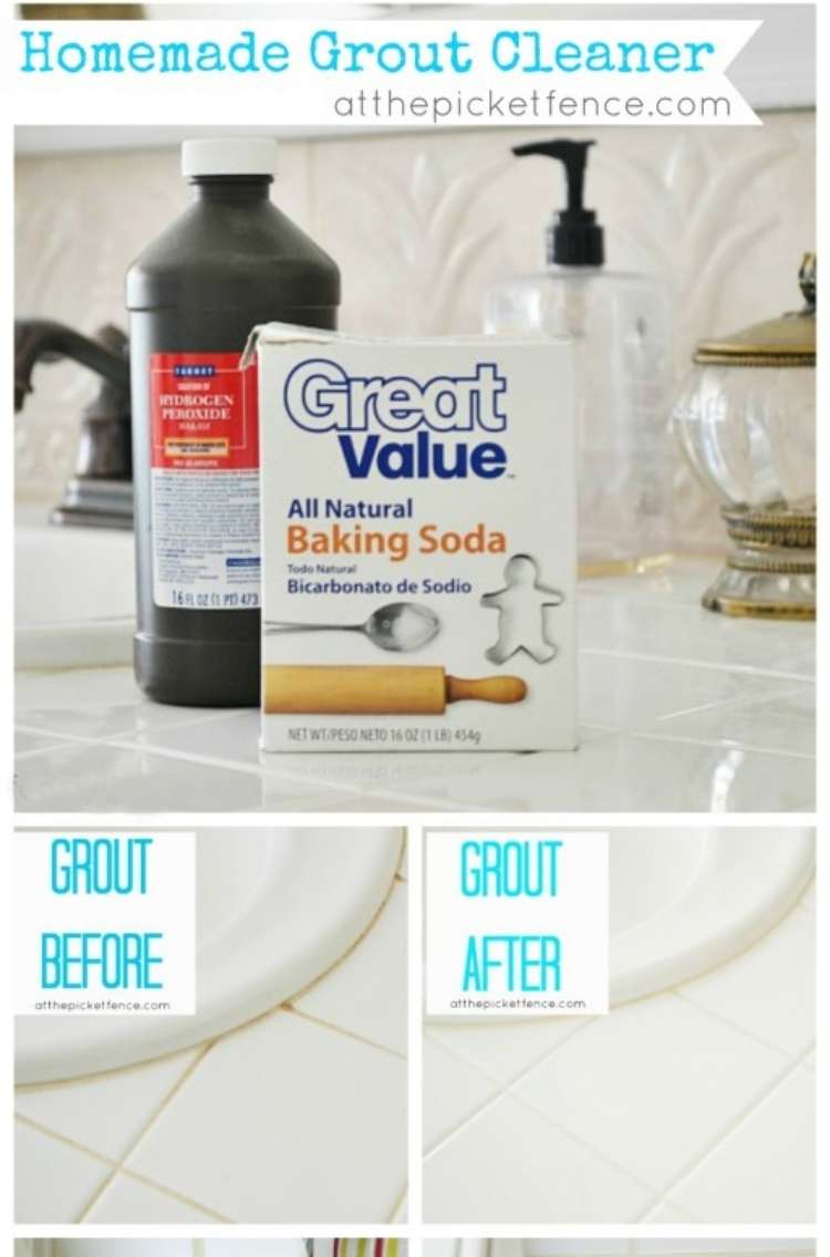 Hydrogen peroxide grout cleaner