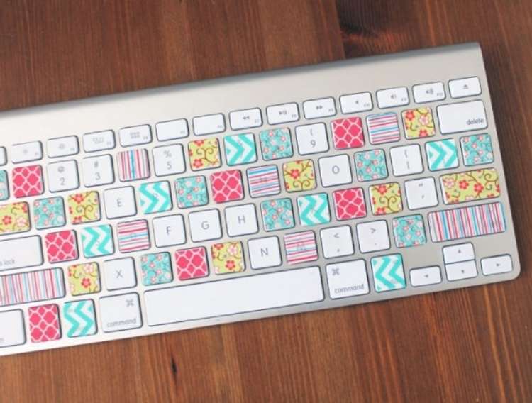 OneCrazyHouse Dorm Room Decor keyboard decorated with washi tape on each key