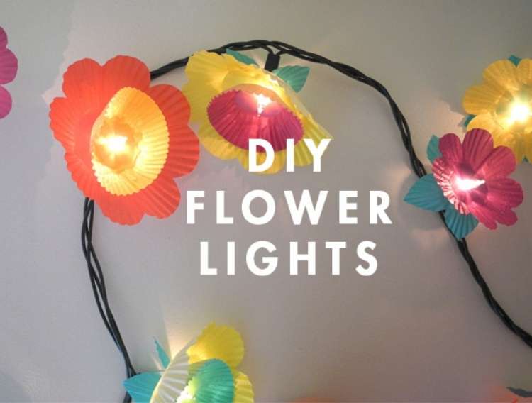 OneCrazyHouse Dorm Room Decor lights decorated with cupcake liners to look like flowers