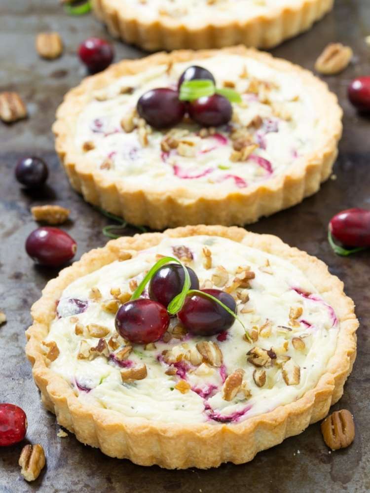 OneCrazyHouse Holiday Appetizers cranberry gorgonzola tarts lined up on table