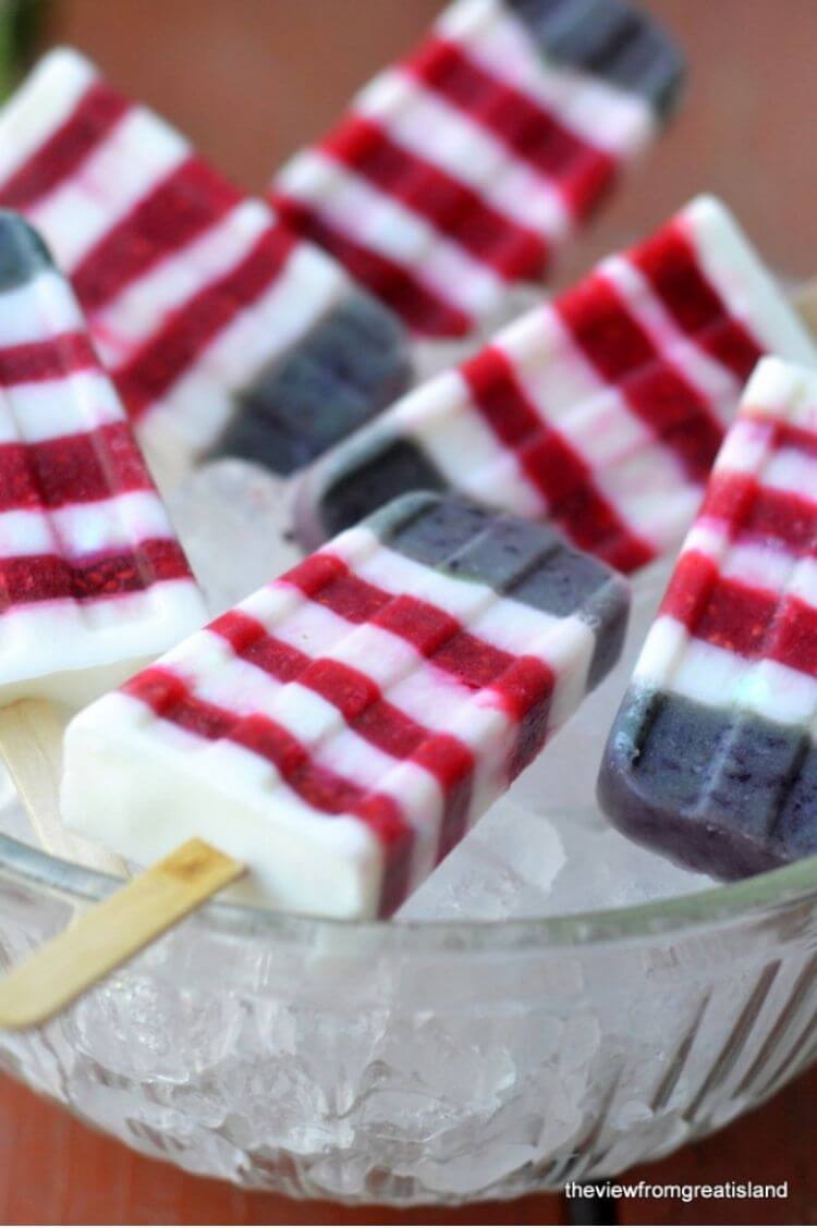 Red white and blue stripped popsicles - a 4th of July food idea