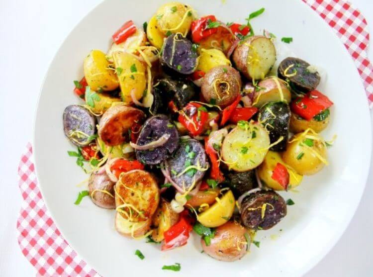 A 4th of July Food Idea - Red, white, and blue potato salad