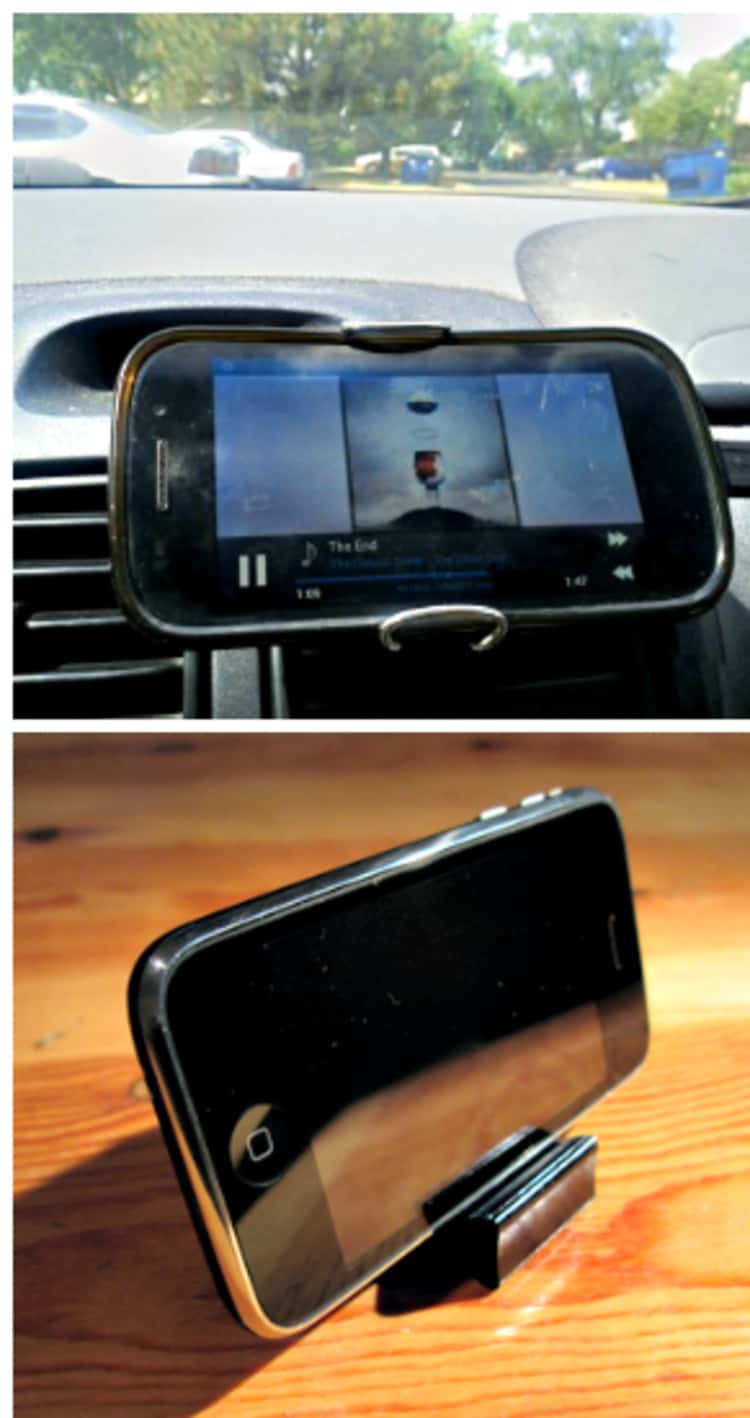 Mount your phone in your car and on the desktop using file binder clips