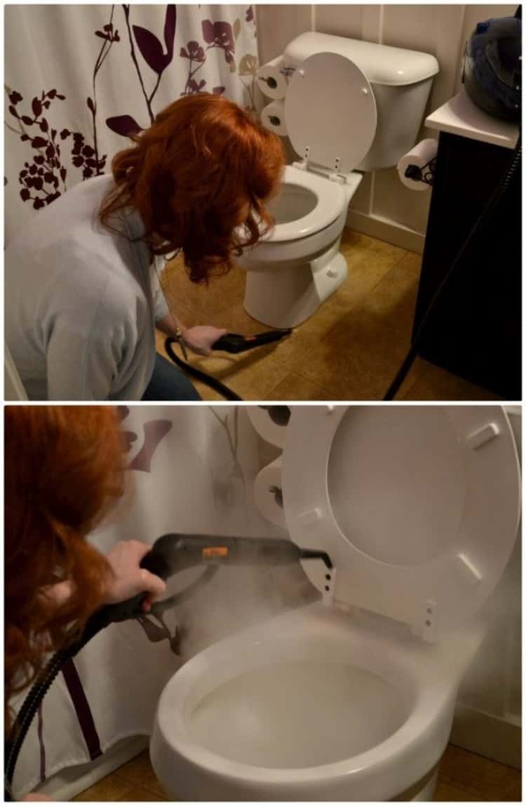 Steam cleaner will get to all the nooks and crevices and draw out the pee stench from your toilet