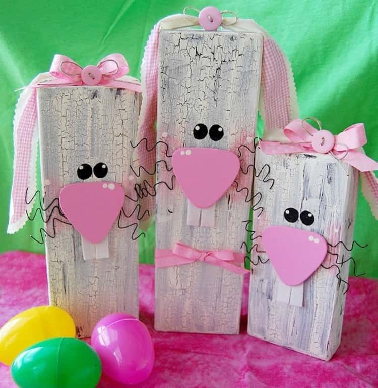 Wooden Bunny Blocks For Easter Decorations