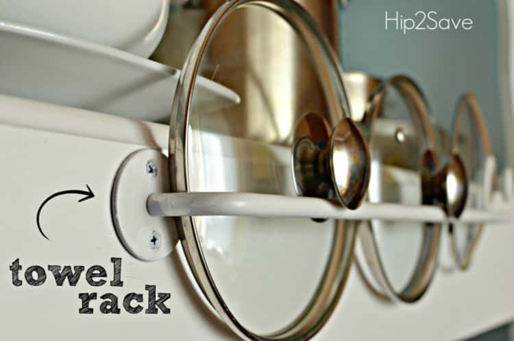 Towel Bar as Pot Lids Holder