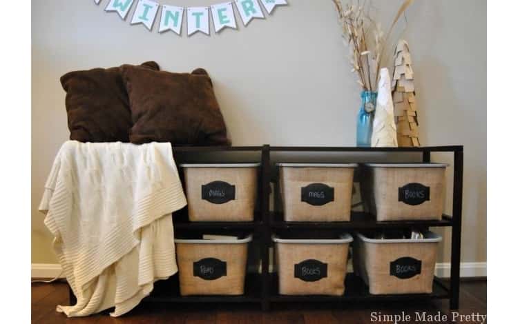 Make great decorative baskets out of cheap Dollar Store bins