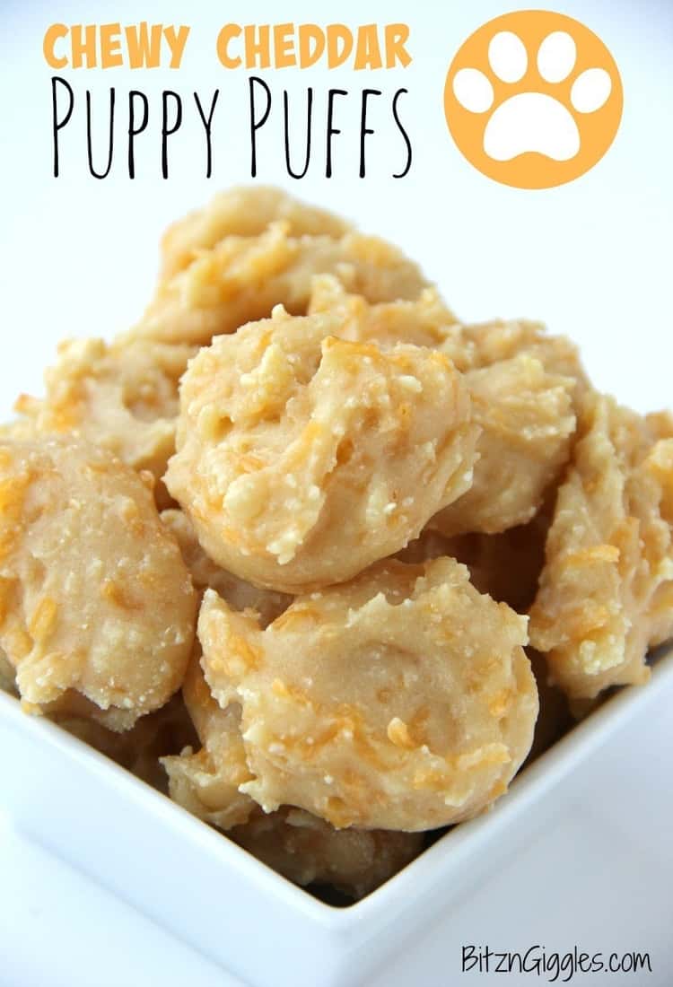 Chewy cheddar pup puffs