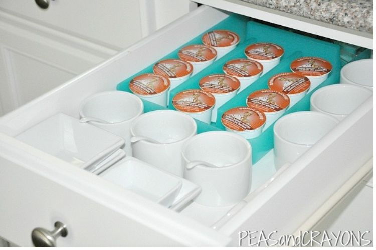 coffee storage in a drawer