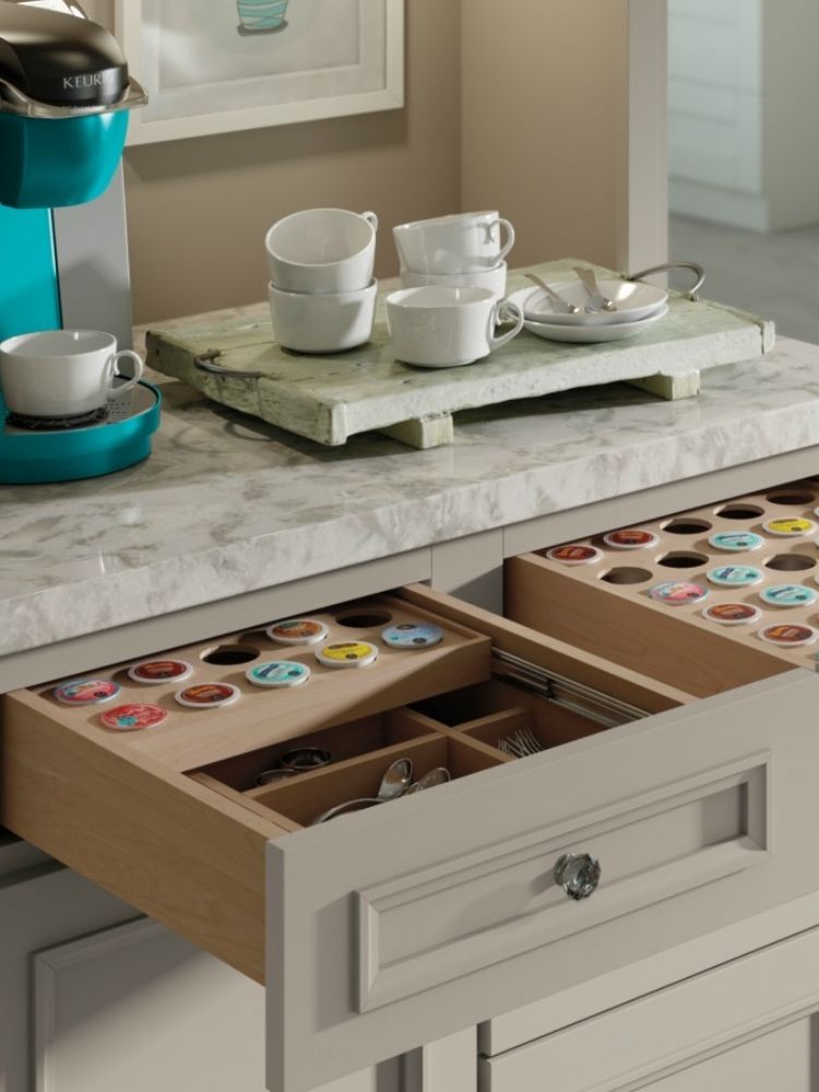 customized built in coffee pod storage