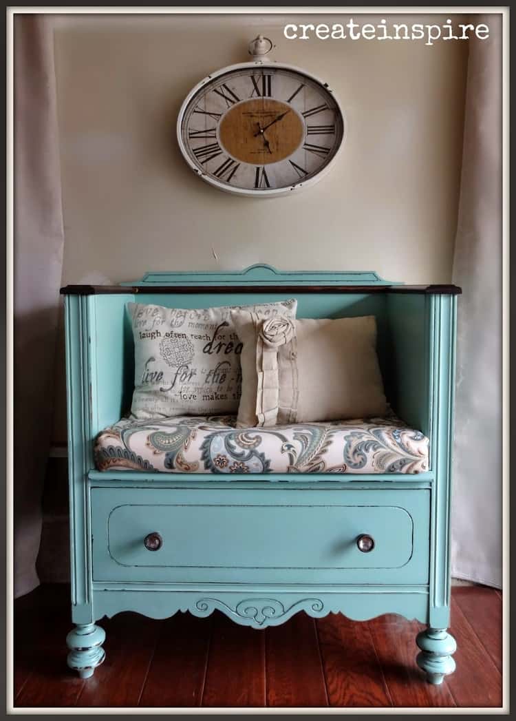 dresser makeover - dresser transformed into a cute day bench 