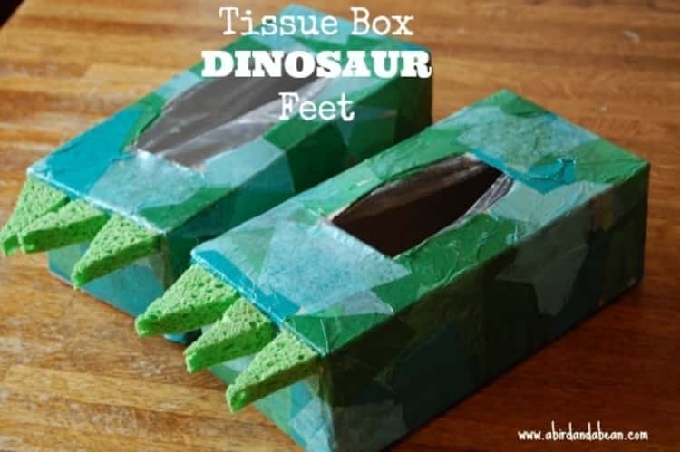 tissue box dinosaur feet