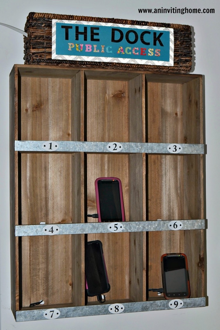 book shelf turned into a charging station dock