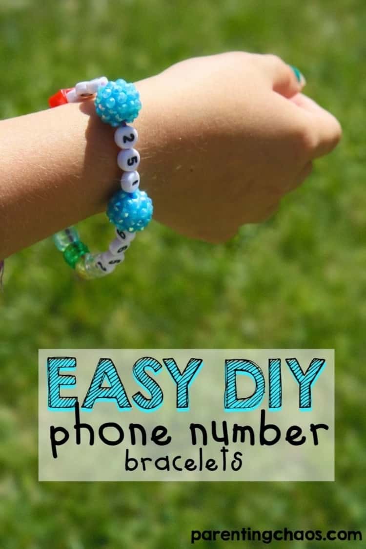 DIY phone number bracelets for kid when traveling