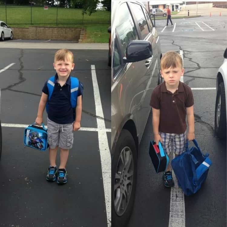 back to school photo ideas - first day versus second day pictures