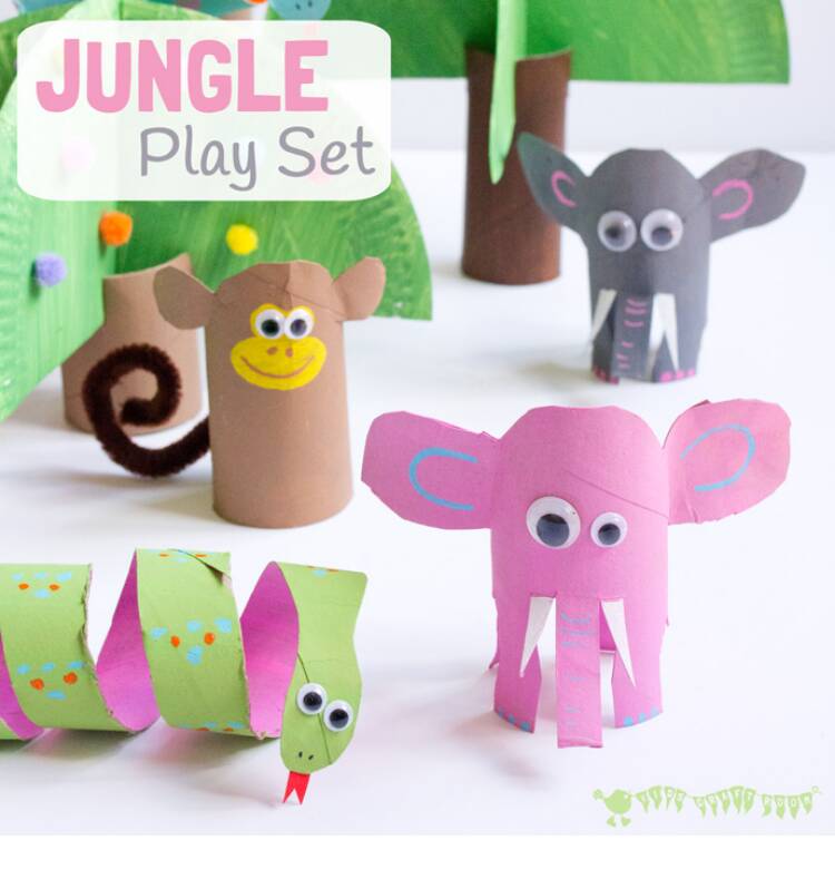 jungle animal playset cardboard tubes