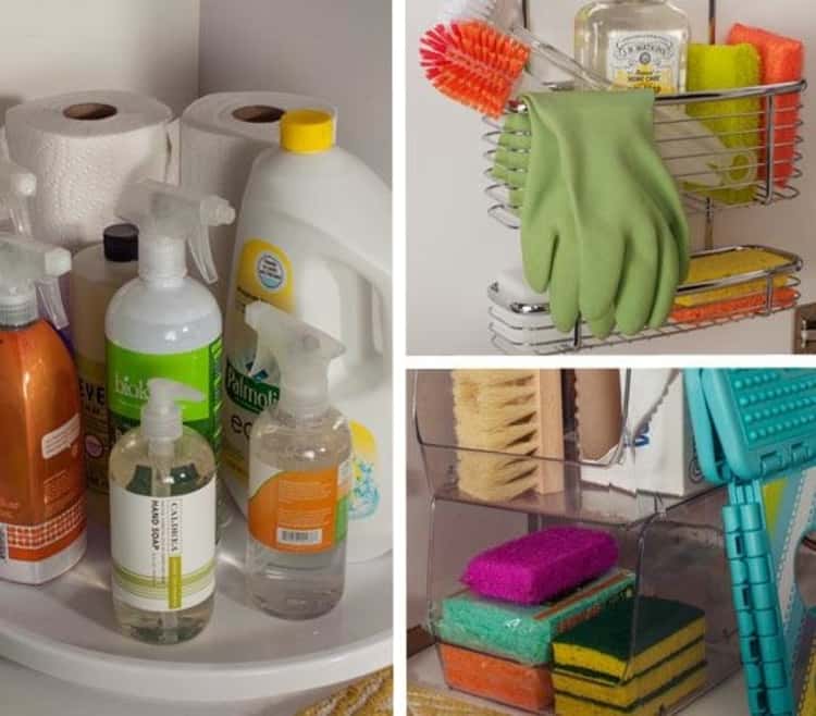 Use a lazy Susan under the sink to organize cleaning supplies