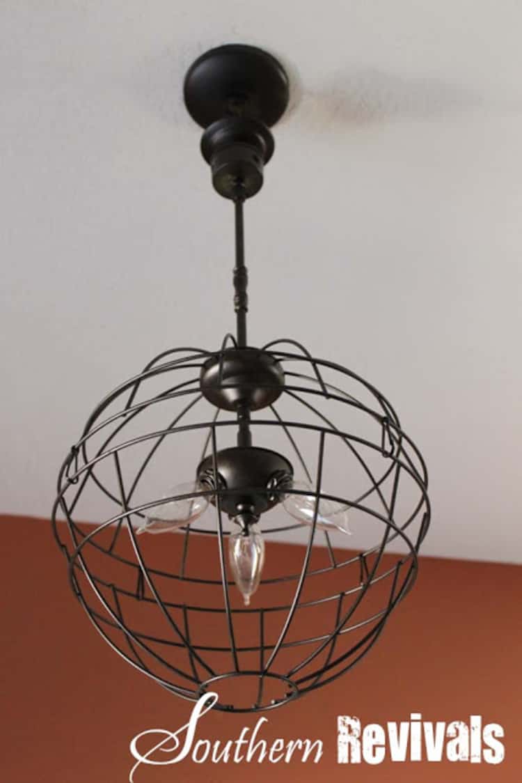 Wire basket type lamp shade, an industrial look