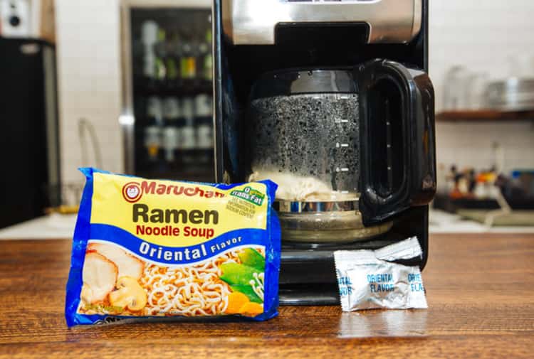 Prepare ramen in coffee maker