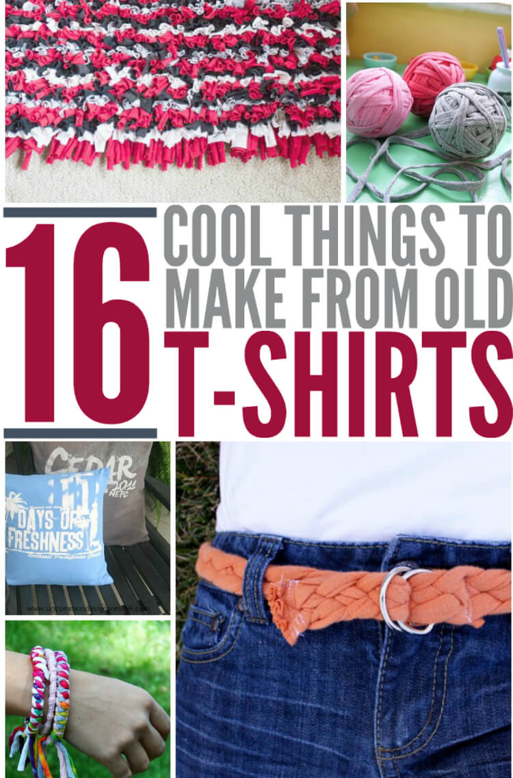 a collage of useful ways to recycle t-shirts pictures