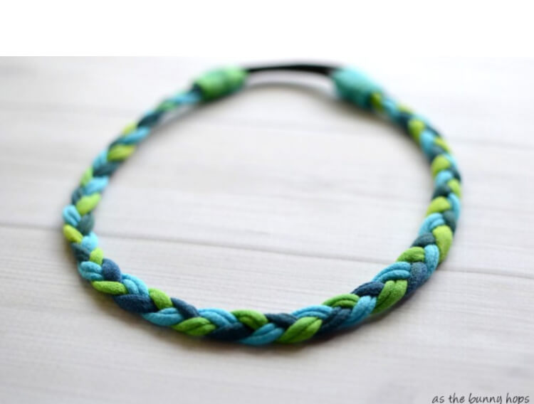 Recycled T-shirts used as braided headband