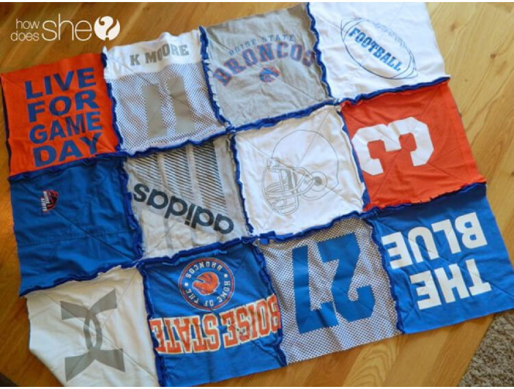 Recycled Sports T-shirts used as blanket