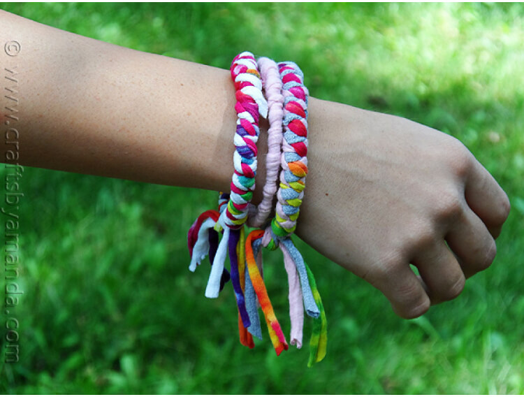 Recycled T-shirts used as cute bracelets