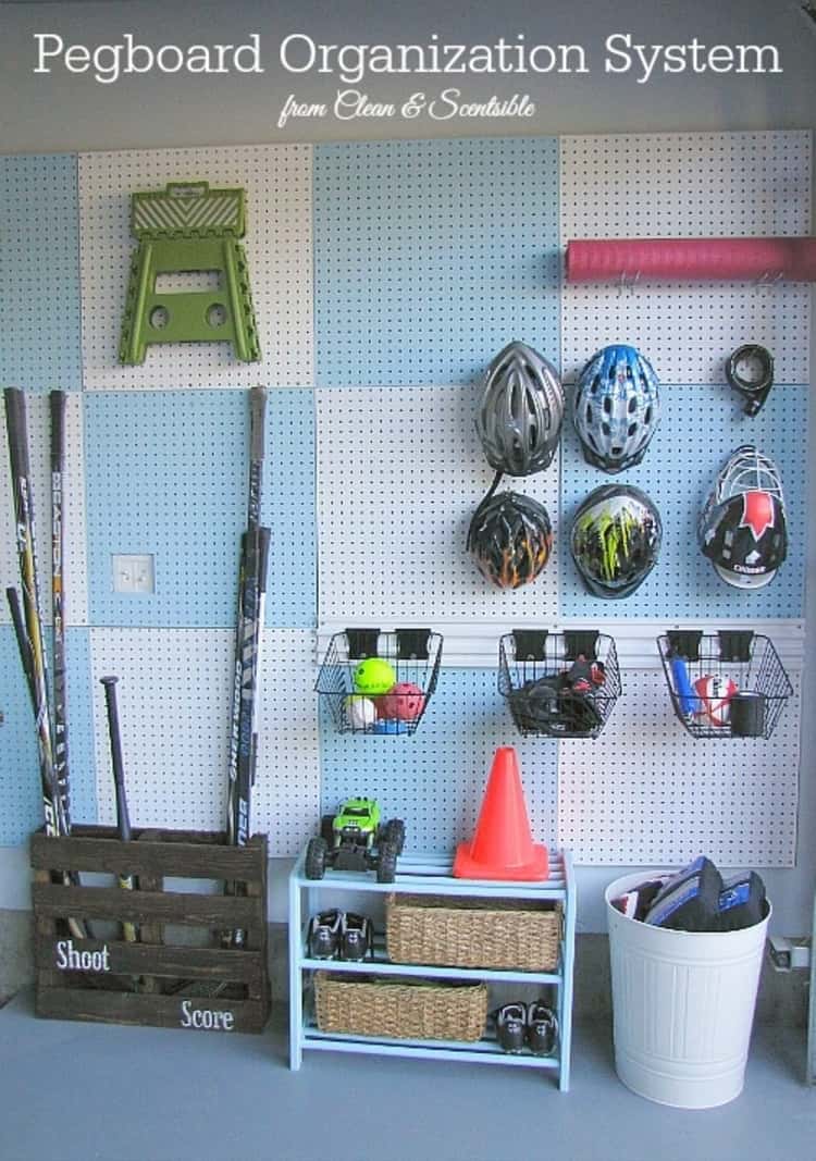 Pegboard to hang all your sports equipment