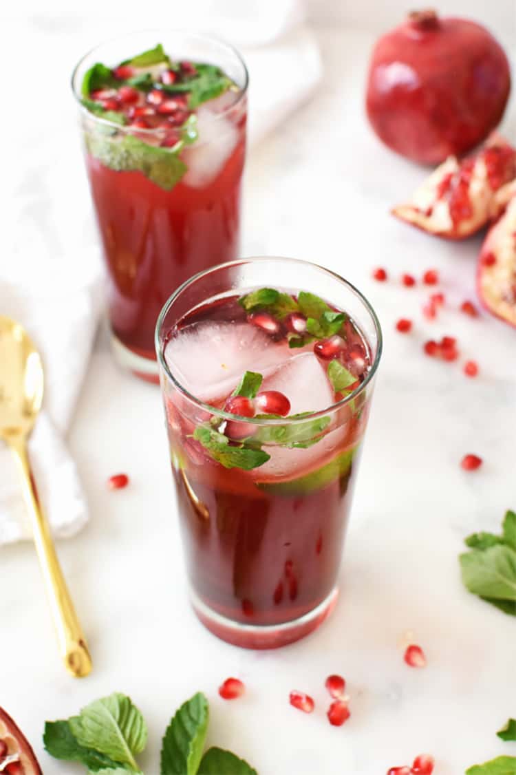 Mocktail recipes - 2 pomegranate Mojito Mocktails