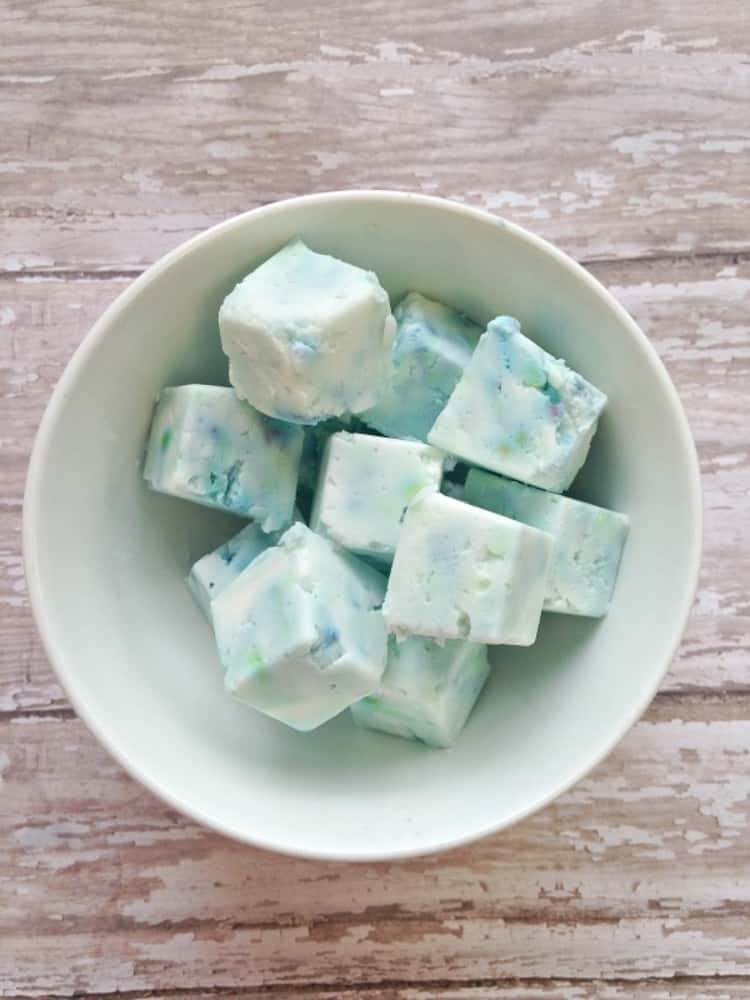 shower hacks - shower cubes in a bowl